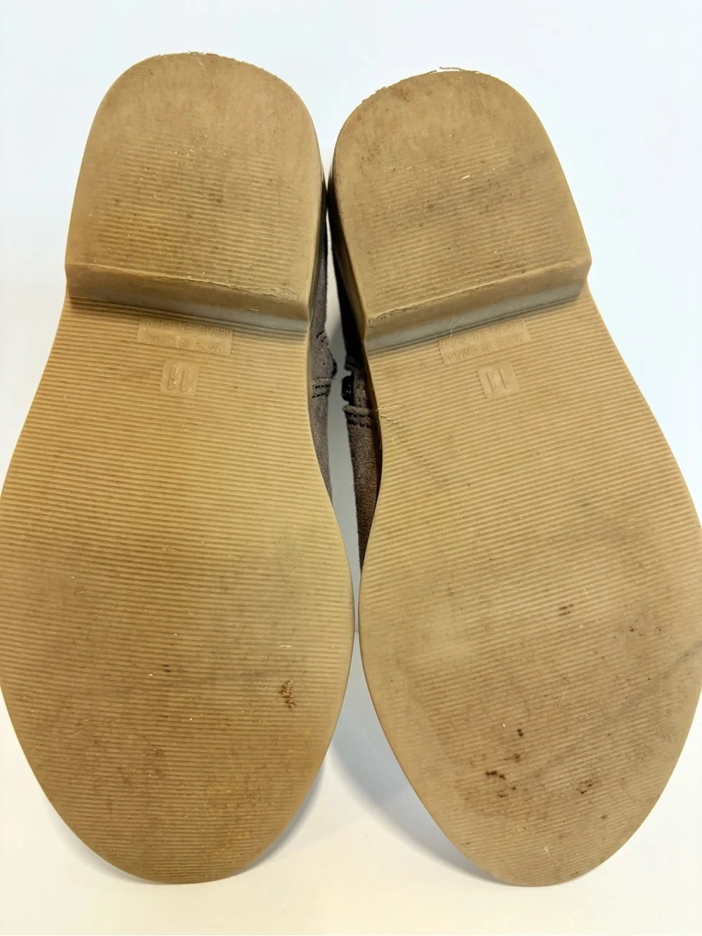 Old Navy Taupe Suede Ankle Booties Kids Size 11 Side Zip Low Heel Chelsea Boot